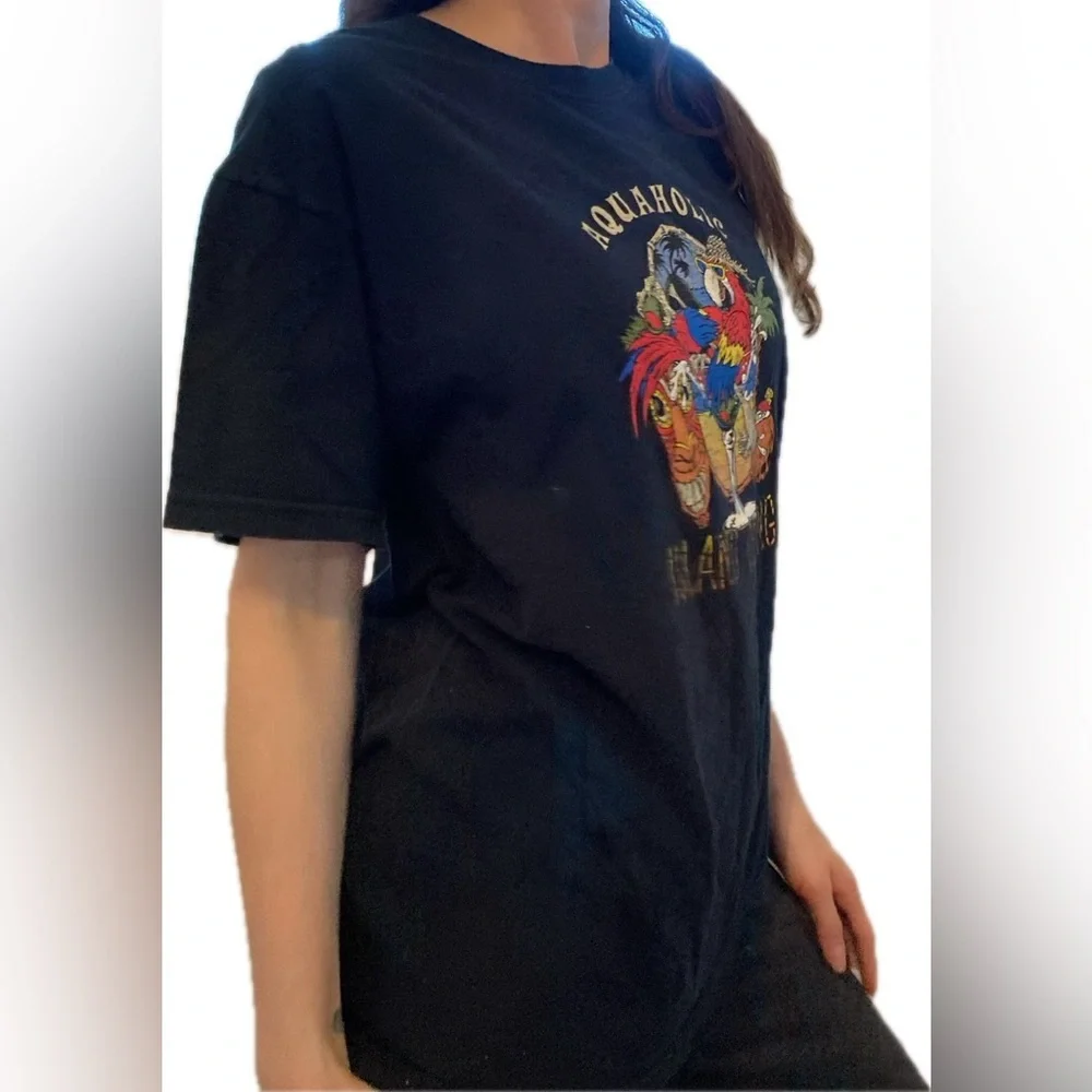 Aquahplic super fly and awesome beach black tee size large unisex 80s vintage T! - Picture 6 of 6